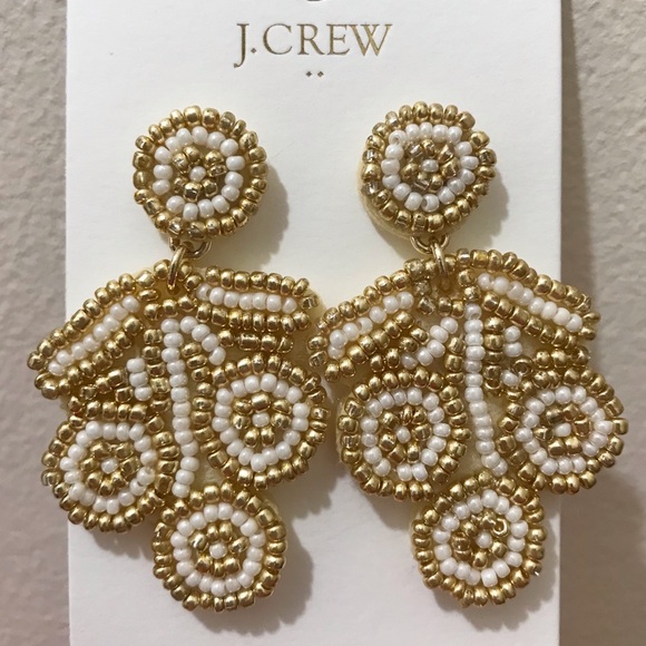 NWT J. Crew Beaded Statement Earrings, Drop Beach Boho Bridal J.Crew Factory OS - Picture 6 of 15